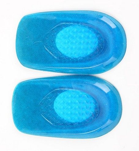 Elastic blue GEL heel pad shock absorption relieve heel pain new insole half size pad men's and women's size_vogvips.com