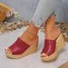 Women's Open Toe Peep Toe Wedge Sandals Fashion Summer Thick Sole Plus Size Strappy Sandals_vogvips.com