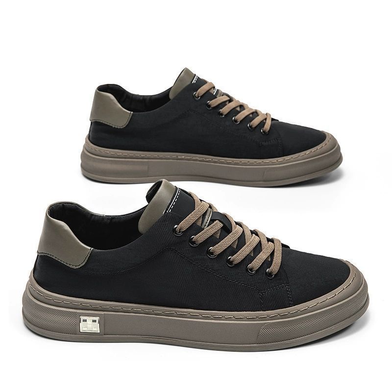 Black Sneakers 2025 New Summer Breathable Canvas For Men With Wide Feet, Large Sizes 46 47 48 Trendy Men's Shoes_vogvips.com