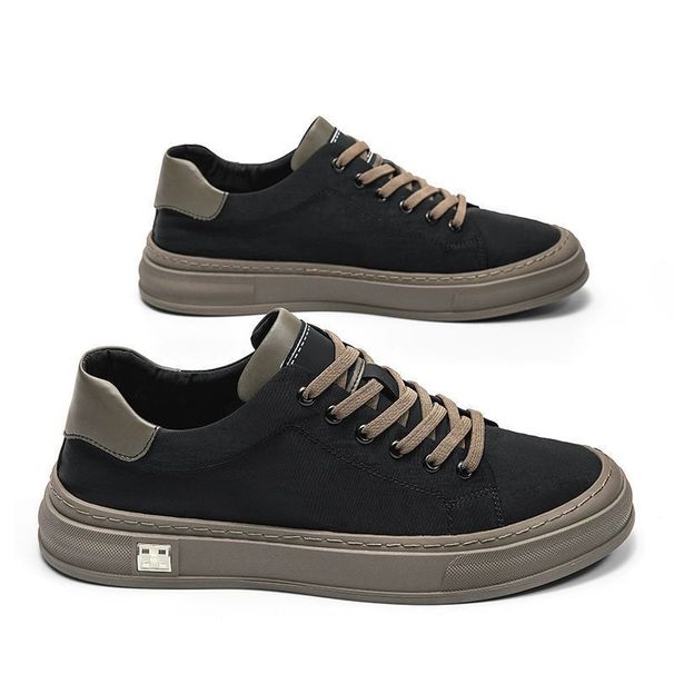 Black Sneakers 2025 New Summer Breathable Canvas For Men With Wide Feet, Large Sizes 46 47 48 Trendy Men's Shoes_vogvips.com