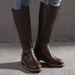 Women's Retro Belt Buckle Low Heel Riding Boots Plus Size Winter High Boots_vogvips.com