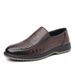 Men's Breathable Leather Sandals Hollow-out Design Business Casual Shoes_vogvips.com