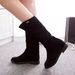 2021 Autumn New High Tube Martin Boots Velvet Suede Round Toe Slimming Women's Shoes_vogvips.com