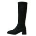 Small Below The Knee 2024 New Arrival Chunky Heel Long Suede Side Zipper Stretch Over-the-Knee Boots Women_vogvips.com
