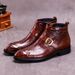 European Warm Series Big Sale High-top Shoes Crocodile Pattern Cowhide Genuine Leather Martin Men's Zipper Business Ankle Boots_vogvips.com
