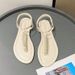 European American Style Women's Sandals To Pair With Skirts, Spring And Summer Flat Pearl Thong Sandals, Niche Retro_vogvips.com