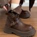 British Style Martin For Women 2025 New Spring And Autumn Single Women's Shoes Mid-Calf Thick Sole Black Short Boots_vogvips.com