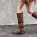 Cowhide Verion ~ Melard Thick-Soled Long For Women, New Autumn And Winter High Boot, Over-the-Knee Lace-Up Riding_vogvips.com