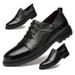 First Layer Men's Embossed Crocodile Pattern Casual Leather Shoes Lace-up Light Mouth Dress Leather Shoes_vogvips.com
