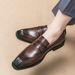 New Fashion Men's British Black Business Casual Loafer Shoes Daily Driving Office Leather Shoes One Foot Pedal Lazy Brown Banquet Dress Wedding Men's_vogvips.com