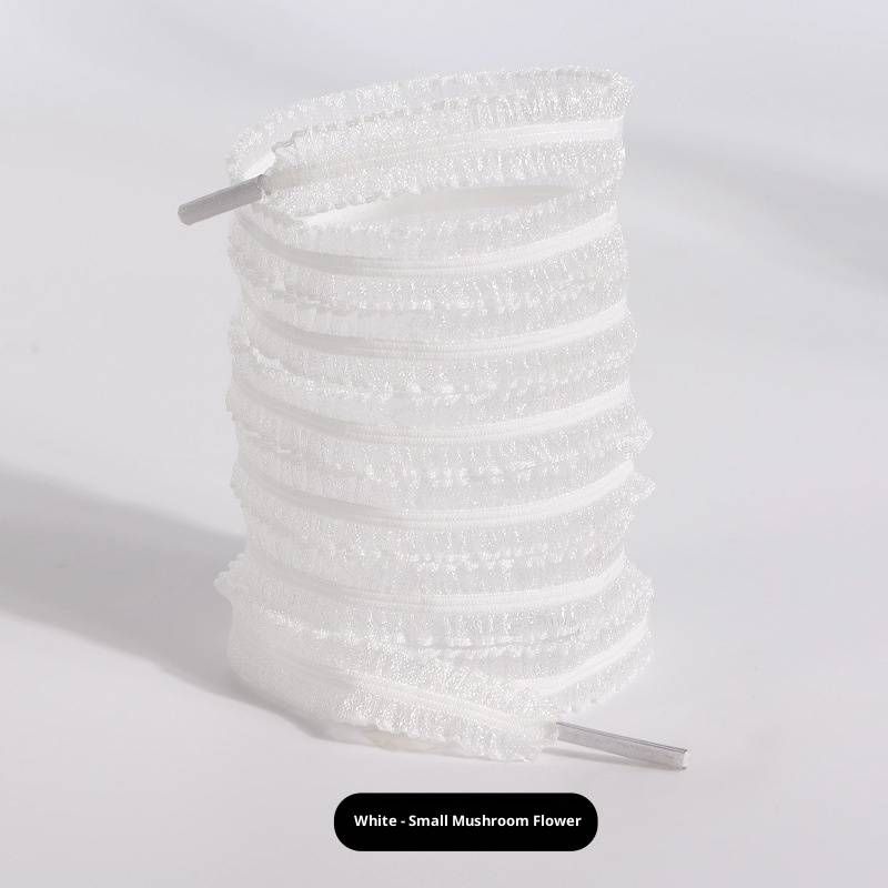Lace-Trimmed Ruffle Shoelaces – 4-Size Adjustable Balletcore Shoe Strings For Sneakers & Casual Shoes (White/Black, Big/Small Ruffles)_vogvips.com