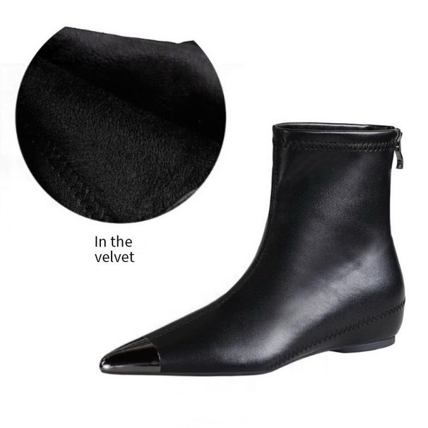 SEVEN BIG TREES Women's Vintage Pointed Toe Ankle Boots With Metal Accents, Low Heel & Hidden Wedge For Height & Comfort, Winter Fashion Booties_vogvips.com