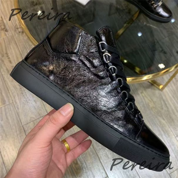 Men's Lace Up Casual Flat Fashion Designer Cow Leather Thick Soled Sports Summer New Outdoor Male High Top Shoes_vogvips.com
