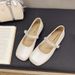 Beautiful Flat Silver Single Shoes Women's Skirt Mary Jane Small Leather Shoes Ballet Evening Shoes_vogvips.com