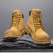 European Warm Series Martin Autumn Winter High-top Motorcycle Leather Outdoor Work Men's Yellow Boots_vogvips.com