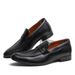 Summer New Men's Slip-On Business Casual Pointed Toe Formal Loafers One-Push Black Leather Shoes For Men_vogvips.com