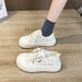 Spring New White Women's Linen Board Shoes, Korean Version, Casual And Versatile, Thick Soled, Low Cut, Lightweight_vogvips.com