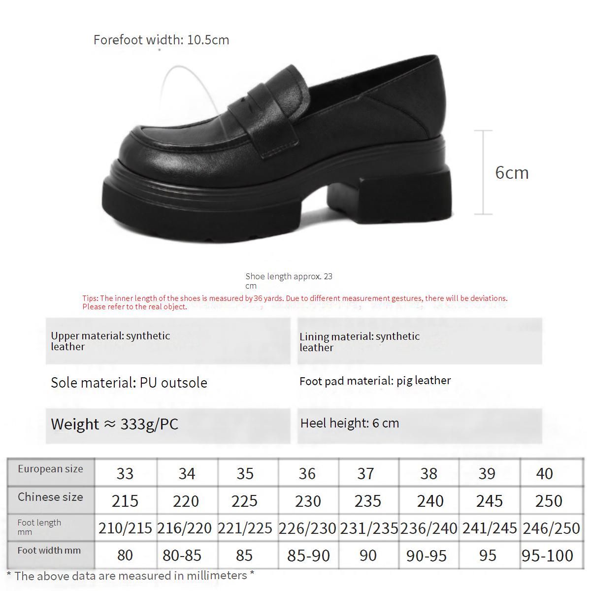 Cameido Women's Black PU Loafers With 6CM Chunky Round Toe & PU Sole_vogvips.com