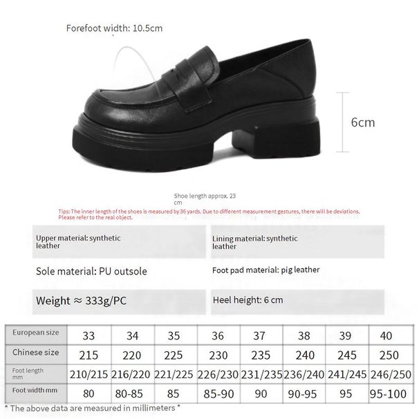 Cameido Women's Black PU Loafers With 6CM Chunky Round Toe & PU Sole_vogvips.com