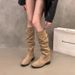 2025 Thick Heel Fleece-Lined Coffee Color Riding French Style Slim Bare Autumn Winter Over-the-Knee Women Elastic Boots_vogvips.com