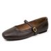 Flat Single For Women Summer New Leather Shallow Mouth With Skirt Gentle Mary Jane Comfortable Women's Soft Sole_vogvips.com