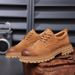 Men's Low-Cut Martin Boots Summer Work Shoes Breathable Retro Chunky Sole Slip-On British Style Casual Boots_vogvips.com