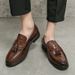 Euro Step Large Size Tassel Slip-On Men's 2025 New Brogue British Style Pointed Leather Shoes Loafers For Men_vogvips.com