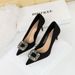 18249-AK83 Style Banquet Thin High Heel Shallow Mouth Pointed Silk Metal Diamond Button Women's Single Shoes_vogvips.com