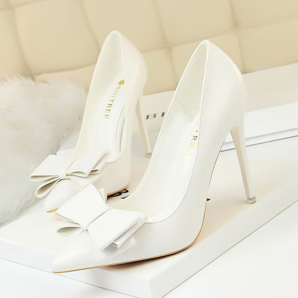 MTX 9511-18 Korean Style Fashion Sweet High Heels Thin Heel Elegant Slimming Shallow Mouth Pointed Toe Bowknot Single Shoes_vogvips.com