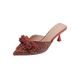 Rhinestone Bowknot Peep Mules For Women Summer 2024 New Pointed Toe Stiletto High Heel Elegant Sandals_vogvips.com