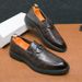 New Fashion Men's Brown Business Casual Loafer Shoes Daily Office Black Buckle Monk Men's Shoes One Foot Cover Banquet Dress Wedding Leather Shoes_vogvips.com