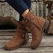 Foreign Trade Autumn Winter New Style Independent Station Round Toe Side Zipper Low Heel Large Size Short Flat Belt_vogvips.com