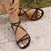 2026 New Women Flat Summer Fashion Simple Solid Round Toe Cross Strap Female Shoes Casual Comfort Lightweight Sandals_vogvips.com