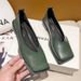 Style Low Heel Single For Women 2024 New Slip-On Loafers Square Toe Soft Sole Grandma Shoes Spring Autumn_vogvips.com