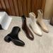 Autumn Winter New Pointed Toe Small V-Mouth Mid-Chunky Heel Versatile Western Denim Short For Women Slimming Elastic_vogvips.com