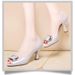 Fish Mouth Sandals Women's Fashion Outer Wear Middle Heel Fairy Style Korean Version Versatile Open-toed Patent Leather Shoes_vogvips.com