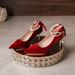 Red Wedding Shoes Bride Shoes Chinese Style Xiuhe Dress Wedding Dress Two Wear New Beautiful Flowers Fine Heel Heels Not Tired Feet_vogvips.com
