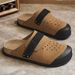 Summer Driving Shoes Slip On Beach Shoes Plus Size Half Length Couple's Closed Toe Slippers_vogvips.com