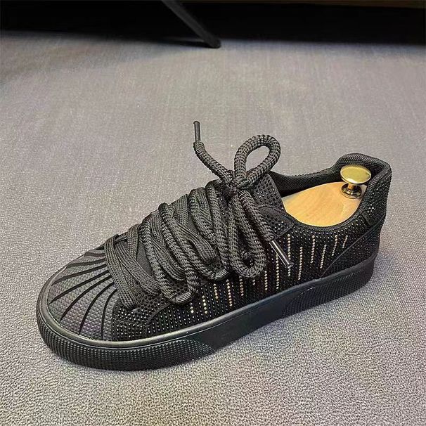 Internet Famous Diamond Inlaid Men's 2024 New Spirit Young Man Casual Sports Flat Bottomed Lace Up Korean Version_vogvips.com