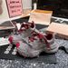 Women's Rhinestone-Embellished Chunky Sole Sneakers With Cross-Lace Design For Elevated Comfort And Style White Chunky Sneakers With A Unique_vogvips.com