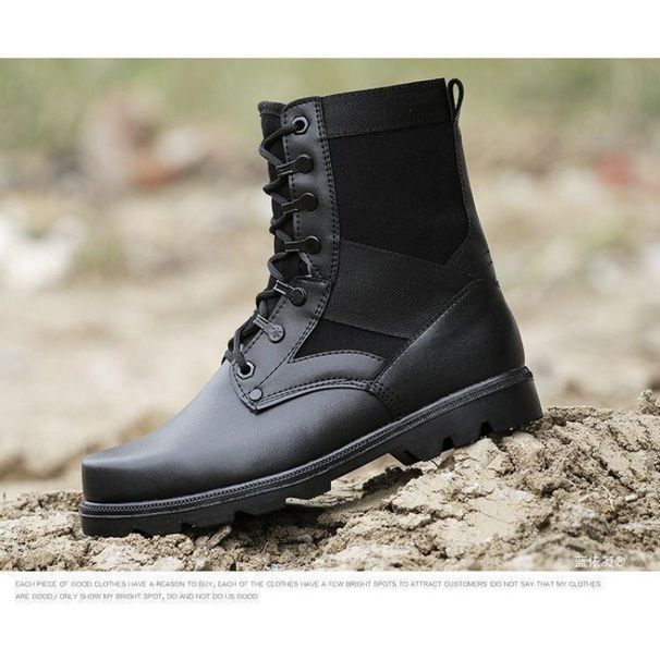 European Warm Series Genuine Leather Combat Martin High Top Outdoor Shock Absorption Wear-resistant Tactical Ultra-light Security Canvas_vogvips.com