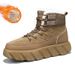 Men's Winter Snow Boots With Fleece Lining, Thick Warm Front-Zip Slip-Resistant Casual Shoes For Cold Weather_vogvips.com