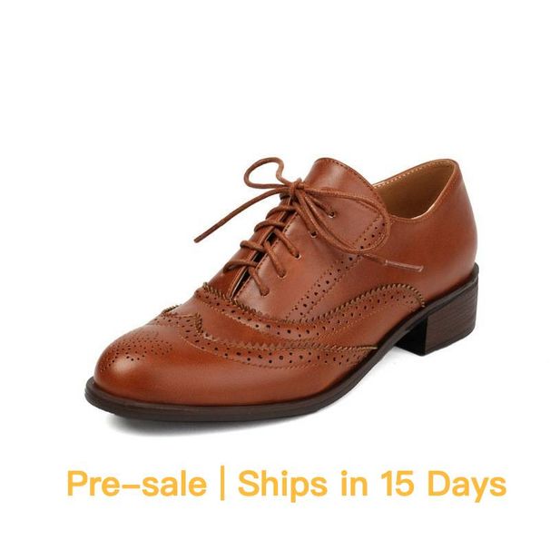 【Pre-sale | Ships In 15 Days】Women's Shoes Brogue Single Shoes Retro Carved British Style Small Leather Shallow Mouth Single Shoes_vogvips.com