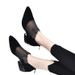 Spring New Fashionable Mesh Boots With Casual Thick Heels And Pointed Mesh, Bright Diamond Flower Stickers, Versatile_vogvips.com