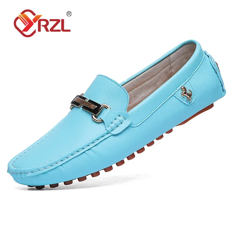 YRZL Men's Handmade PU Leather Casual Driving Flats Slip-on Urious Comfortable Mocasines White Loafer Shoes Men_vogvips.com