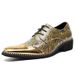 Cross-Border Gold Glossy Business Brogue European And American Fashion Large Size Lace-Up Derby Pointed Toe Small_vogvips.com