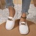 2025 New Mesh Solid Color Round Toe Low Top Single Shoe For Women, Chain Size Plus Sports Style Casual Board Shoes_vogvips.com