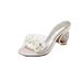 High Heeled Sandals For Women In Summer 2025, Fashionable Rhinestone Flowers, Transparent Thick Heels, Straight Out Flip_vogvips.com
