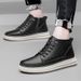 Cowhide Men's Round Head Lace-up Board Shoes Genuine Leather Casual Men's Mid-top Leather Shoes Invisible Inner Height Increase Men's Shoes_vogvips.com