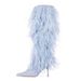 Women's Pointed Toe Stiletto Over The Knee Boots With Ostrich Feather Trim - Elegant High Heel Thigh High Boots For Women_vogvips.com